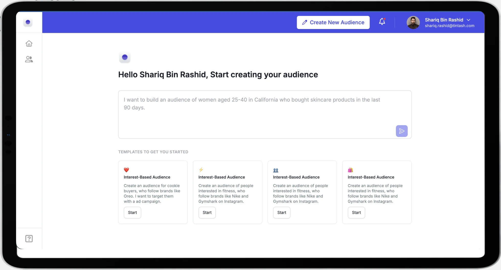 Audience Creation Landing